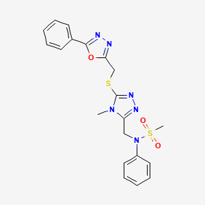 N-[(4-methyl-5-{[(5-phenyl-1,3,4-oxadiazol-2-yl)methyl]sulfanyl}-4H-1,2,4-triazol-3-yl)methyl]-N-phenylmethanesulfonamide