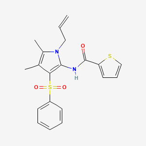 molecular formula C20H20N2O3S2 B11294763 N-[4,5-dimethyl-3-(phenylsulfonyl)-1-(prop-2-en-1-yl)-1H-pyrrol-2-yl]thiophene-2-carboxamide 