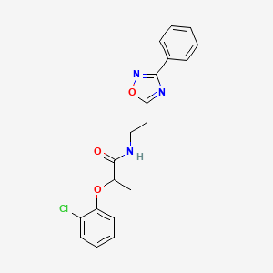 molecular formula C19H18ClN3O3 B11294884 2-(2-chlorophenoxy)-N-[2-(3-phenyl-1,2,4-oxadiazol-5-yl)ethyl]propanamide 