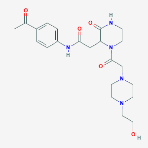 molecular formula C22H31N5O5 B11294902 N-(4-acetylphenyl)-2-(1-{[4-(2-hydroxyethyl)piperazin-1-yl]acetyl}-3-oxopiperazin-2-yl)acetamide 