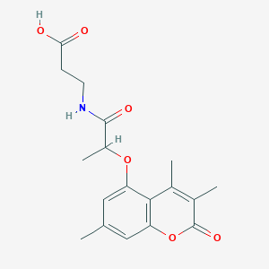 molecular formula C18H21NO6 B11294925 N-{2-[(3,4,7-trimethyl-2-oxo-2H-chromen-5-yl)oxy]propanoyl}-beta-alanine 