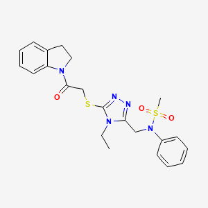 N-[(5-{[2-(2,3-dihydro-1H-indol-1-yl)-2-oxoethyl]sulfanyl}-4-ethyl-4H-1,2,4-triazol-3-yl)methyl]-N-phenylmethanesulfonamide