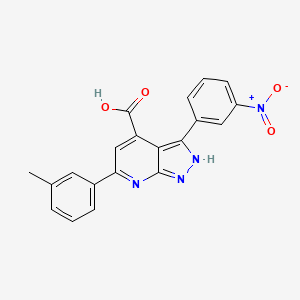 6-(3-methylphenyl)-3-(3-nitrophenyl)-1H-pyrazolo[3,4-b]pyridine-4-carboxylic acid