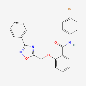 molecular formula C22H16BrN3O3 B11294966 N-(4-bromophenyl)-2-[(3-phenyl-1,2,4-oxadiazol-5-yl)methoxy]benzamide 