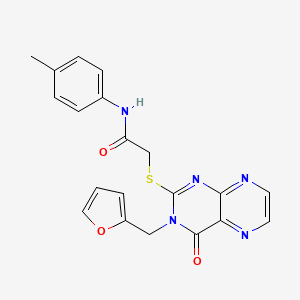 2-({3-[(furan-2-yl)methyl]-4-oxo-3,4-dihydropteridin-2-yl}sulfanyl)-N-(4-methylphenyl)acetamide