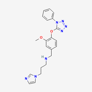 molecular formula C21H23N7O2 B11294983 3-(1H-imidazol-1-yl)-N-{3-methoxy-4-[(1-phenyl-1H-tetrazol-5-yl)oxy]benzyl}propan-1-amine 