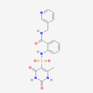 molecular formula C18H17N5O5S B11294992 2-{[(2-hydroxy-4-methyl-6-oxo-1,6-dihydropyrimidin-5-yl)sulfonyl]amino}-N-(pyridin-3-ylmethyl)benzamide 