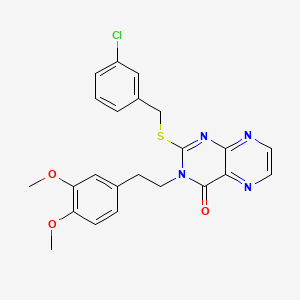 2-{[(3-Chlorophenyl)methyl]sulfanyl}-3-[2-(3,4-dimethoxyphenyl)ethyl]-3,4-dihydropteridin-4-one