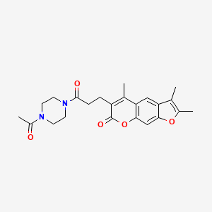 molecular formula C23H26N2O5 B11295000 6-[3-(4-acetylpiperazin-1-yl)-3-oxopropyl]-2,3,5-trimethyl-7H-furo[3,2-g]chromen-7-one 