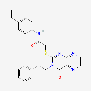 molecular formula C24H23N5O2S B11295081 N-(4-ethylphenyl)-2-{[4-oxo-3-(2-phenylethyl)-3,4-dihydropteridin-2-yl]sulfanyl}acetamide 