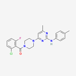 molecular formula C23H23ClFN5O B11295115 4-[4-(2-chloro-6-fluorobenzoyl)piperazin-1-yl]-6-methyl-N-(4-methylphenyl)pyrimidin-2-amine 