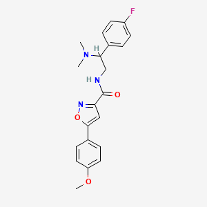 molecular formula C21H22FN3O3 B11295134 N-[2-(dimethylamino)-2-(4-fluorophenyl)ethyl]-5-(4-methoxyphenyl)-1,2-oxazole-3-carboxamide 