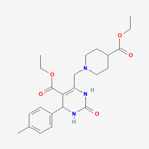 molecular formula C23H31N3O5 B11295142 Ethyl 6-{[4-(ethoxycarbonyl)piperidin-1-yl]methyl}-4-(4-methylphenyl)-2-oxo-1,2,3,4-tetrahydropyrimidine-5-carboxylate 