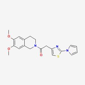 molecular formula C20H21N3O3S B11295157 1-(6,7-dimethoxy-3,4-dihydroisoquinolin-2(1H)-yl)-2-[2-(1H-pyrrol-1-yl)-1,3-thiazol-4-yl]ethanone 