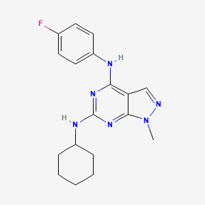 molecular formula C18H21FN6 B11295160 N6-cyclohexyl-N4-(4-fluorophenyl)-1-methyl-1H-pyrazolo[3,4-d]pyrimidine-4,6-diamine 