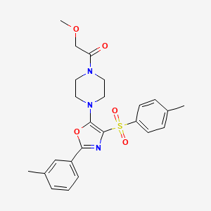 molecular formula C24H27N3O5S B11295189 2-Methoxy-1-(4-{2-(3-methylphenyl)-4-[(4-methylphenyl)sulfonyl]-1,3-oxazol-5-yl}piperazin-1-yl)ethanone 