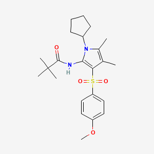 N-{1-cyclopentyl-3-[(4-methoxyphenyl)sulfonyl]-4,5-dimethyl-1H-pyrrol-2-yl}-2,2-dimethylpropanamide