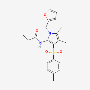 molecular formula C21H24N2O4S B11295250 N-{1-(furan-2-ylmethyl)-4,5-dimethyl-3-[(4-methylphenyl)sulfonyl]-1H-pyrrol-2-yl}propanamide 