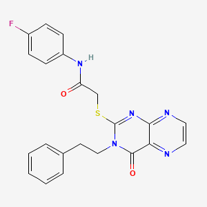 molecular formula C22H18FN5O2S B11295311 N-(4-fluorophenyl)-2-{[4-oxo-3-(2-phenylethyl)-3,4-dihydropteridin-2-yl]sulfanyl}acetamide 