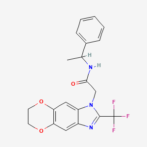 N-(1-phenylethyl)-2-[2-(trifluoromethyl)-6,7-dihydro-1H-[1,4]dioxino[2,3-f]benzimidazol-1-yl]acetamide