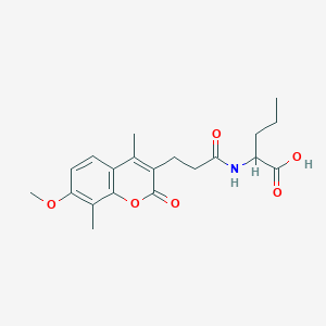 molecular formula C20H25NO6 B11295442 N-[3-(7-methoxy-4,8-dimethyl-2-oxo-2H-chromen-3-yl)propanoyl]norvaline 