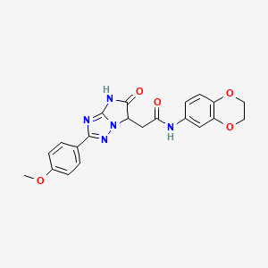 molecular formula C21H19N5O5 B11295455 N-(2,3-dihydro-1,4-benzodioxin-6-yl)-2-[2-(4-methoxyphenyl)-5-oxo-5,6-dihydro-4H-imidazo[1,2-b][1,2,4]triazol-6-yl]acetamide 