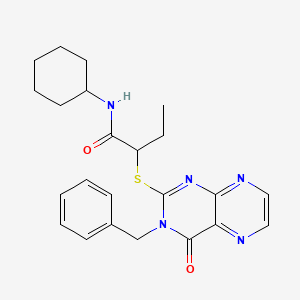 2-[(3-benzyl-4-oxo-3,4-dihydropteridin-2-yl)sulfanyl]-N-cyclohexylbutanamide