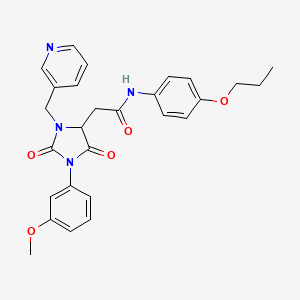 2-[1-(3-methoxyphenyl)-2,5-dioxo-3-(pyridin-3-ylmethyl)imidazolidin-4-yl]-N-(4-propoxyphenyl)acetamide