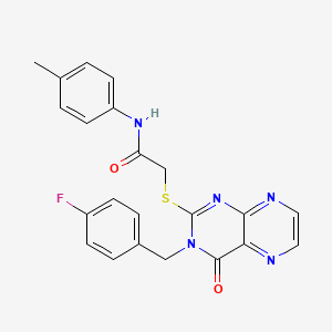 2-({3-[(4-fluorophenyl)methyl]-4-oxo-3,4-dihydropteridin-2-yl}sulfanyl)-N-(4-methylphenyl)acetamide