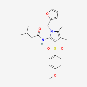 molecular formula C23H28N2O5S B11295495 N-{1-(furan-2-ylmethyl)-3-[(4-methoxyphenyl)sulfonyl]-4,5-dimethyl-1H-pyrrol-2-yl}-3-methylbutanamide 