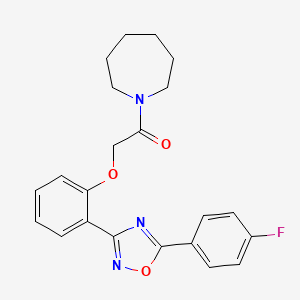 molecular formula C22H22FN3O3 B11295530 1-(Azepan-1-yl)-2-{2-[5-(4-fluorophenyl)-1,2,4-oxadiazol-3-yl]phenoxy}ethanone 