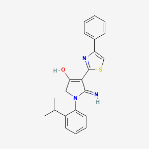 molecular formula C22H21N3OS B11295533 5-amino-1-(2-isopropylphenyl)-4-(4-phenyl-1,3-thiazol-2-yl)-1,2-dihydro-3H-pyrrol-3-one 