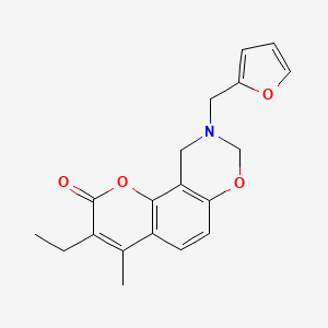 3-ethyl-9-(2-furylmethyl)-4-methyl-9,10-dihydro-2H,8H-chromeno[8,7-e][1,3]oxazin-2-one