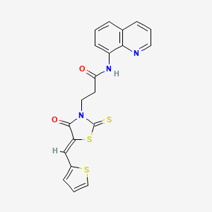 3-[(5Z)-4-oxo-5-(thiophen-2-ylmethylidene)-2-thioxo-1,3-thiazolidin-3-yl]-N-(quinolin-8-yl)propanamide