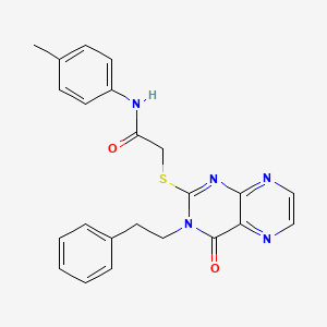 molecular formula C23H21N5O2S B11295635 N-(4-methylphenyl)-2-{[4-oxo-3-(2-phenylethyl)-3,4-dihydropteridin-2-yl]sulfanyl}acetamide 