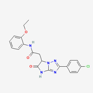 molecular formula C20H18ClN5O3 B11295643 2-[2-(4-chlorophenyl)-5-oxo-5,6-dihydro-4H-imidazo[1,2-b][1,2,4]triazol-6-yl]-N-(2-ethoxyphenyl)acetamide 