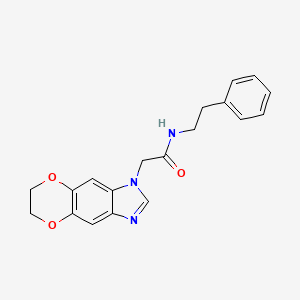 molecular formula C19H19N3O3 B11295720 2-(6,7-dihydro-1H-[1,4]dioxino[2,3-f]benzimidazol-1-yl)-N-(2-phenylethyl)acetamide 