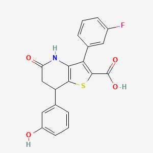 3-(3-Fluorophenyl)-5-hydroxy-7-(3-hydroxyphenyl)-6,7-dihydrothieno[3,2-b]pyridine-2-carboxylic acid