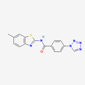 molecular formula C16H12N6OS B11295741 N-(6-methyl-1,3-benzothiazol-2-yl)-4-(1H-tetrazol-1-yl)benzamide 