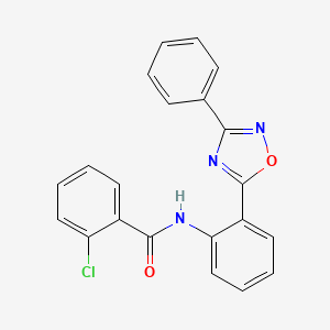 molecular formula C21H14ClN3O2 B11295756 2-chloro-N-[2-(3-phenyl-1,2,4-oxadiazol-5-yl)phenyl]benzamide 