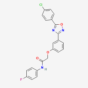 molecular formula C22H15ClFN3O3 B11295790 2-{3-[5-(4-chlorophenyl)-1,2,4-oxadiazol-3-yl]phenoxy}-N-(4-fluorophenyl)acetamide 