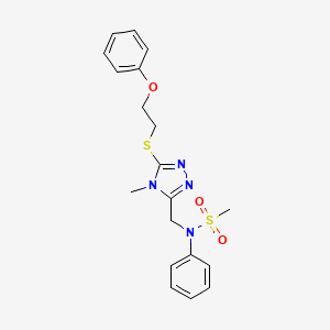 molecular formula C19H22N4O3S2 B11295805 N-({4-methyl-5-[(2-phenoxyethyl)sulfanyl]-4H-1,2,4-triazol-3-yl}methyl)-N-phenylmethanesulfonamide 