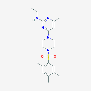 molecular formula C20H29N5O2S B11295829 N-Ethyl-4-methyl-6-[4-(2,4,5-trimethylbenzenesulfonyl)piperazin-1-YL]pyrimidin-2-amine 