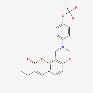 3-ethyl-4-methyl-9-[4-(trifluoromethoxy)phenyl]-9,10-dihydro-2H,8H-chromeno[8,7-e][1,3]oxazin-2-one