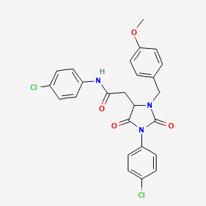 N-(4-chlorophenyl)-2-[1-(4-chlorophenyl)-3-(4-methoxybenzyl)-2,5-dioxoimidazolidin-4-yl]acetamide