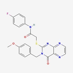 N-(4-fluorophenyl)-2-({3-[(4-methoxyphenyl)methyl]-4-oxo-3,4-dihydropteridin-2-yl}sulfanyl)acetamide