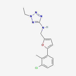 molecular formula C15H16ClN5O B11295939 N-{[5-(3-chloro-2-methylphenyl)-2-furyl]methyl}-2-ethyl-2H-tetrazol-5-amine 