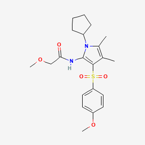 molecular formula C21H28N2O5S B11295944 N-{1-cyclopentyl-3-[(4-methoxyphenyl)sulfonyl]-4,5-dimethyl-1H-pyrrol-2-yl}-2-methoxyacetamide 