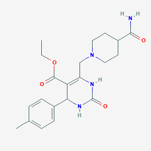 molecular formula C21H28N4O4 B11295950 Ethyl 6-[(4-carbamoylpiperidin-1-yl)methyl]-4-(4-methylphenyl)-2-oxo-1,2,3,4-tetrahydropyrimidine-5-carboxylate 