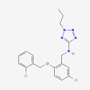 molecular formula C18H19Cl2N5O B11295981 N-{5-chloro-2-[(2-chlorobenzyl)oxy]benzyl}-2-propyl-2H-tetrazol-5-amine 